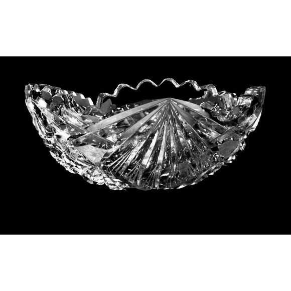Unbranded Other - Clear Glass Star Starburst Bowl Serving Dish Beveled Scalloped Textured Sawtooth